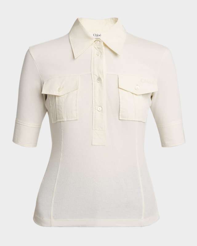 Pockets Short-Sleeve Polo Top